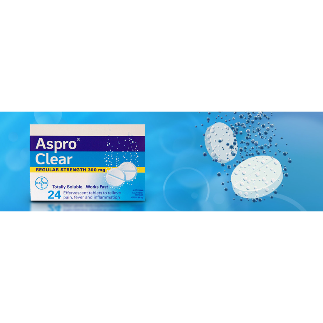 Aspro Clear Soluble Aspirin 300mg 24 Effervescent Tablets ...