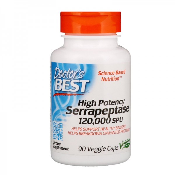 Doctor's Best High Potency Serrapeptase 120,000 SPU 90 Capsules