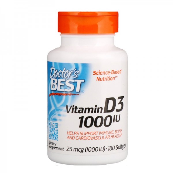 Doctor's Best Vitamin D3 25mcg 1000IU 180 Softgels
