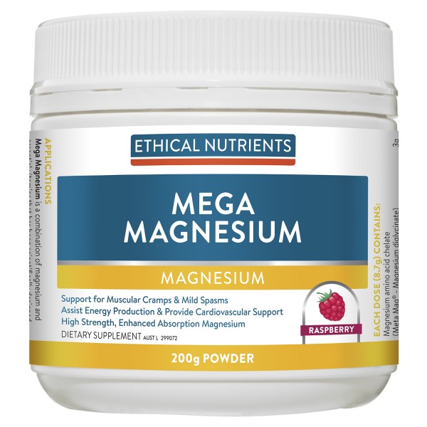 Ethical Nutrients Mega Magnesium Powder Raspberry 200g