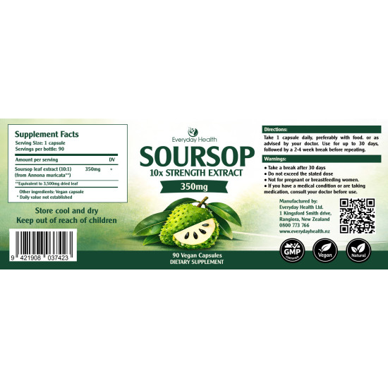 Everyday Health Soursop Extract Graviola 350mg 90 Capsules