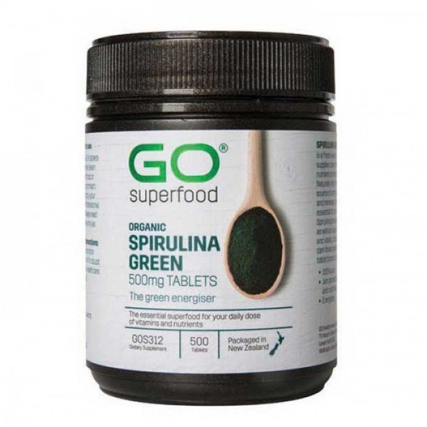 GO Healthy GO Superfood Organic Spirulina Green 500mg 500 Tablets