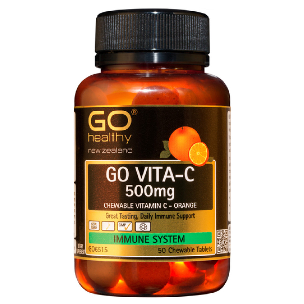 GO Healthy GO Vita C 500mg Orange Chewable 50 Tablets Birkenhead