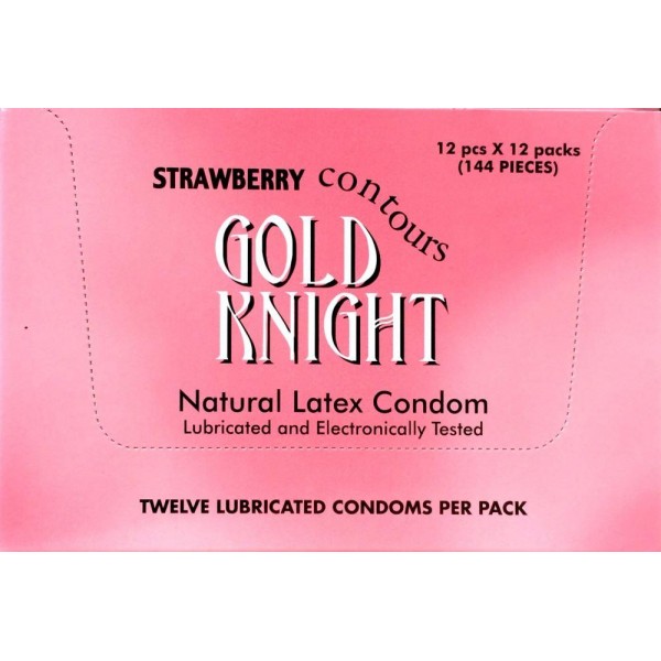 Gold Knight Condoms Strawberry Flavoured 56mm Width 12 x 12 PK