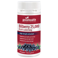 Good Health Bilberry 25,000mg Plus Lutein 6mg 60 Capsules