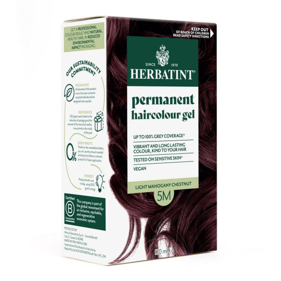 Herbatint 5M Light Mahogany Chestnut Permanent Haircolour Gel 170ml