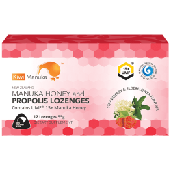 Kiwi Manuka Honey 12 Lozenges - Strawberry & Elderflower