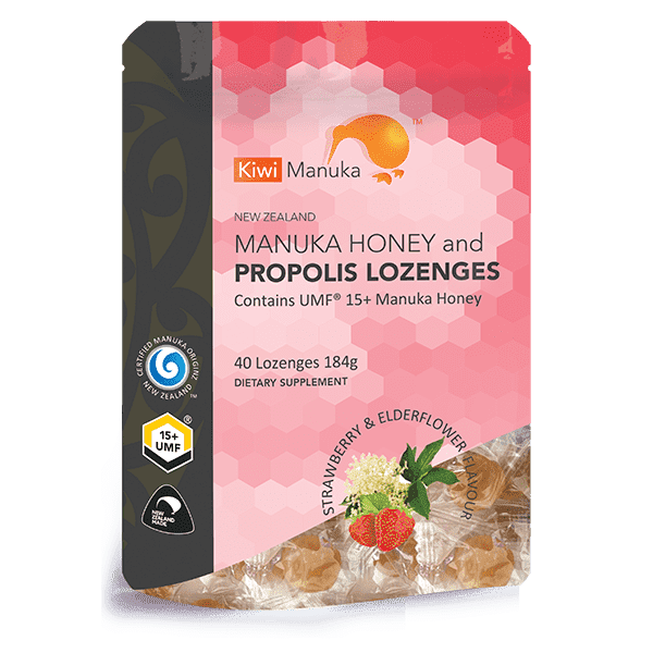 Kiwi Manuka Honey 40 Lozenges - Strawberry & Elderflower