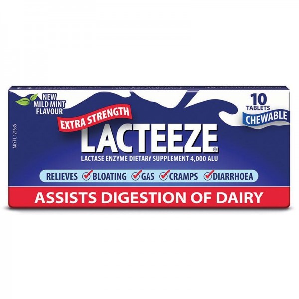 Lacteeze Extra Strength 10 Chewable Tablets