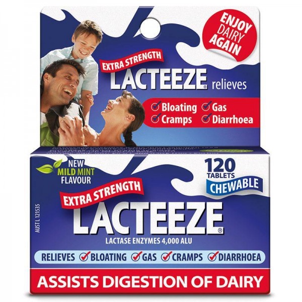 Lacteeze Extra Strength 120 Chewable Tablets