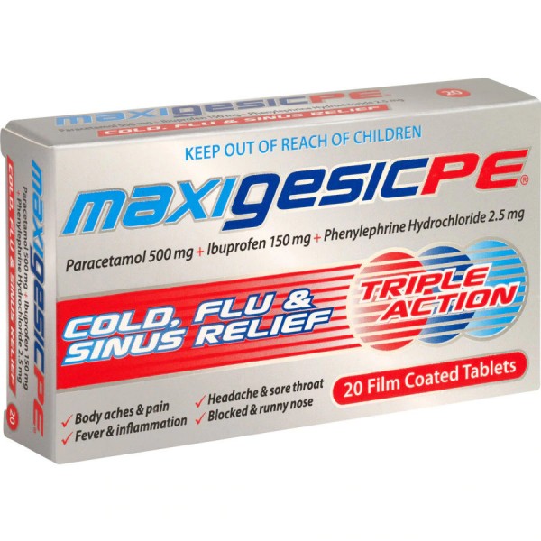 Maxigesic PE Cold Flu Sinus Relief Tablets