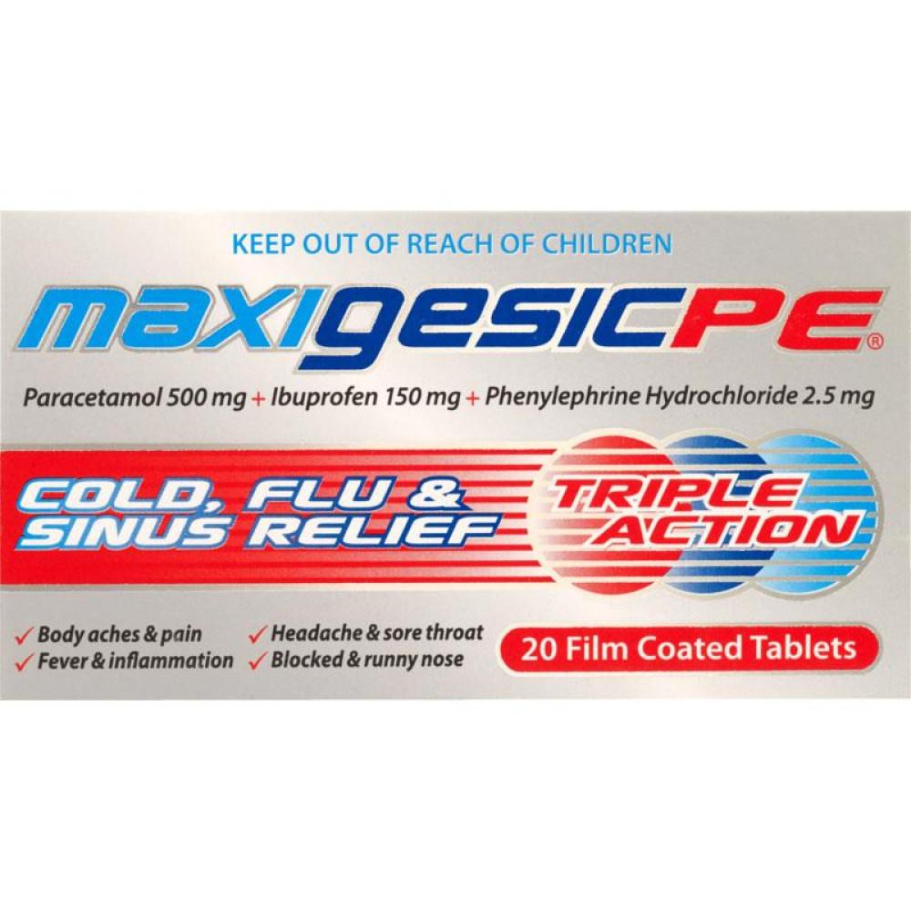 Maxigesic PE Cold Flu Sinus Relief Birkenhead HealthPlus