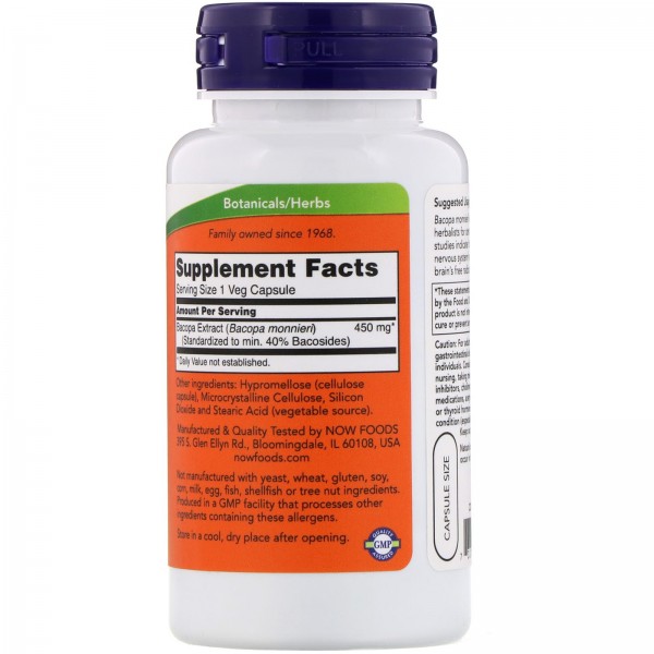 Now Foods Bacopa Extract 450mg 90 Capsules
