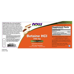 Now Foods Betaine HCl 648mg 120 Capsules