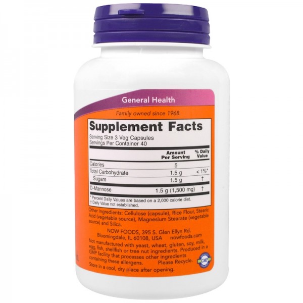 Now Foods D-Mannose 120 Capsules