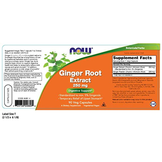 Now Foods Ginger Root Extract 250mg 90 Capsules Now Foods Ginger Root Extract 250mg 90 Capsules