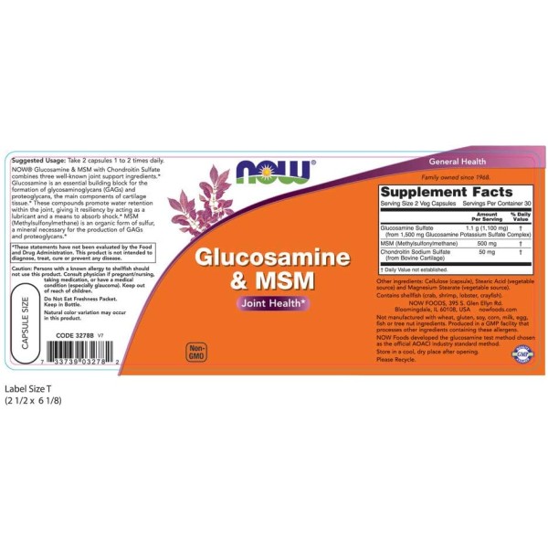 Now Foods Glucosamine & MSM 60 Capsules