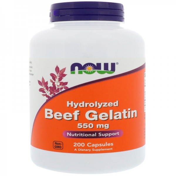 Now Foods Hydrolyzed Beef Gelatin 550mg 200 Capsules