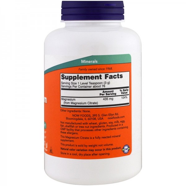Now Foods Magnesium Citrate Powder 227g