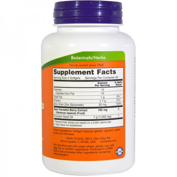 Now Foods Saw Palmetto Extract 80mg 90 Softgels