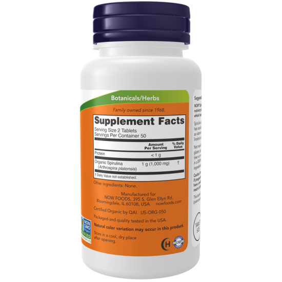 Now Foods Spirulina Organic 500mg 200 Tablets