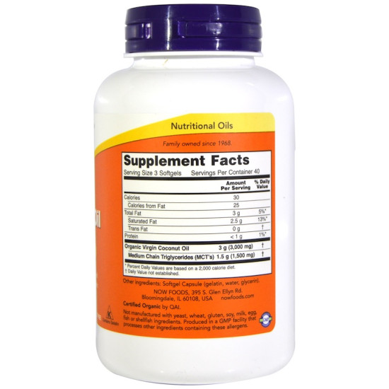 Now Foods Virgin Coconut Oil 1000mg 120 Softgels Now Foods Virgin Coconut Oil 1000mg 120 Softgels