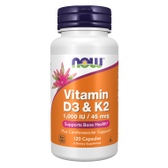 Now Foods Vitamin D3 1000IU & K2 45mcg 120 Capsules