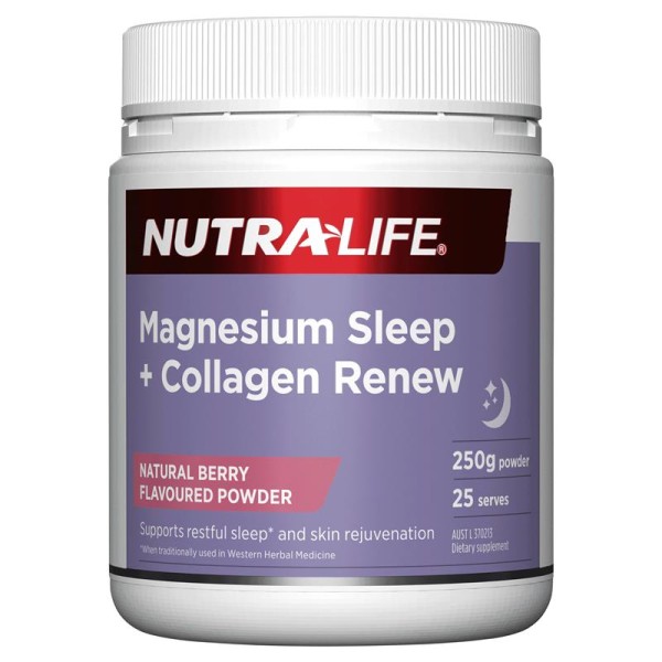 Nutralife Magnesium Sleep + Collagen Renew Powder 250g