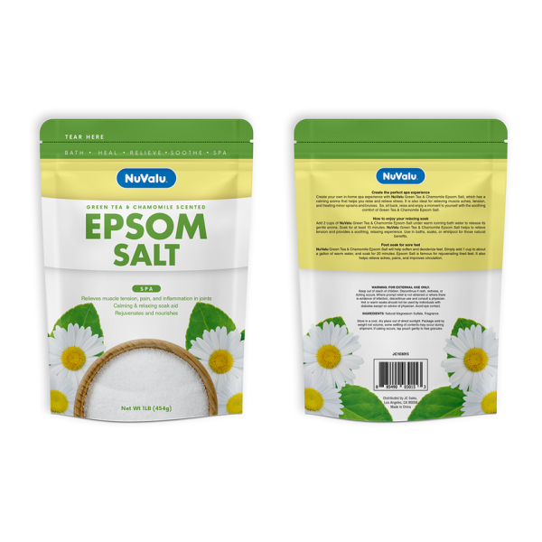 NuValu Epsom Salt Spa Green Tea & Chamomile Scented 454g 