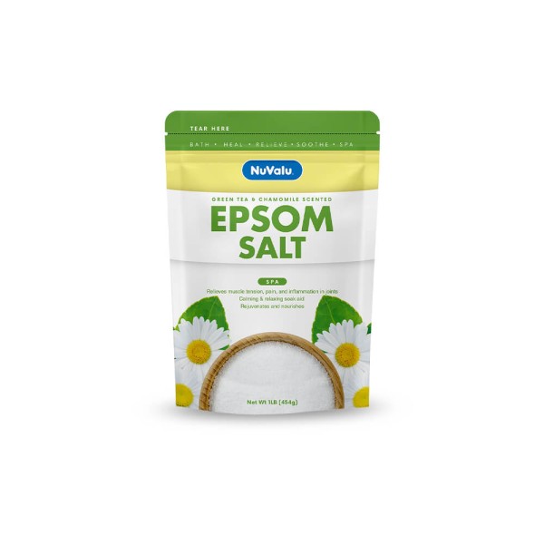 NuValu Epsom Salt Spa Green Tea & Chamomile Scented 454g 