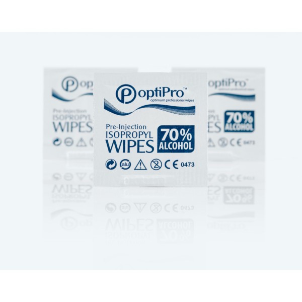 OptiPro 70% Alcohol Pre-injection Isopropyl Swabs 100 Packets