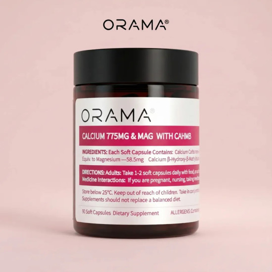 ORAMA Calcium 775mg & MAG with CAHMB 90 Soft Capsules - Premium Formula