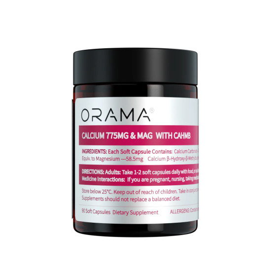 ORAMA Calcium 775mg & MAG with CAHMB 90 Soft Capsules - Premium Formula