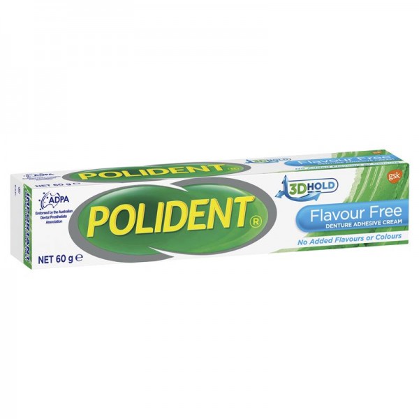Polident Denture Adhesive Cream Flavour Free 60g