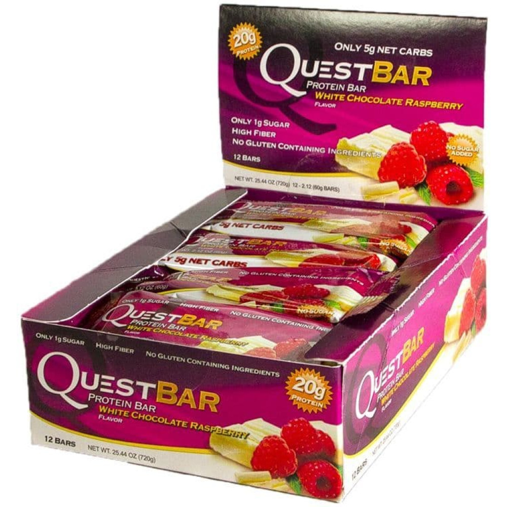 Quest Protein Bar (12 per box) White Chocolate Raspberry