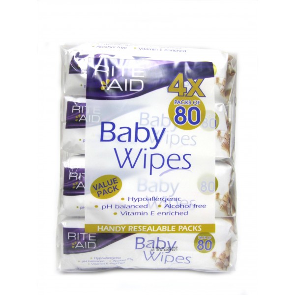 Rite Aid Baby Wipes 4 x packs of 80