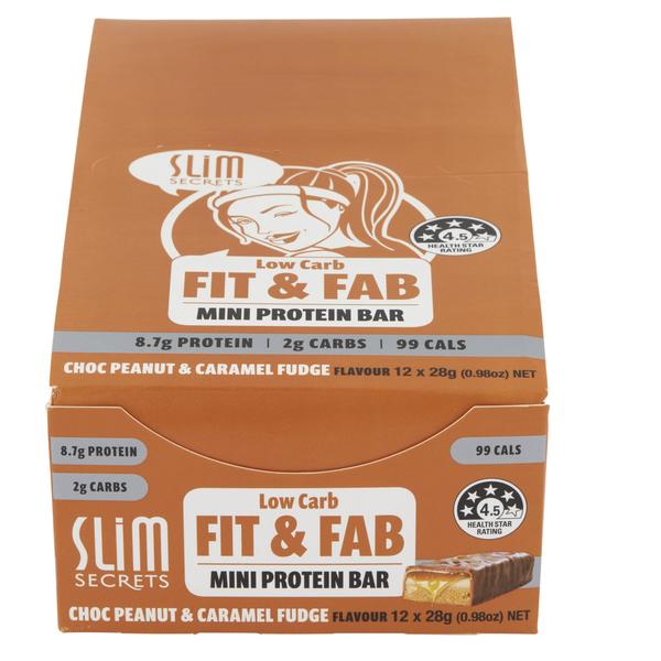 Slim Secrets Choc Peanut Caramel Fudge Mini Protein Bar 28g 12 Pack