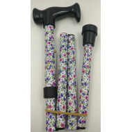 Surgical Basics Folding Walking Stick White Floral