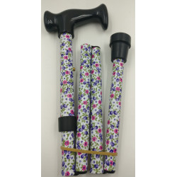 Surgical Basics Folding Walking Stick White Floral