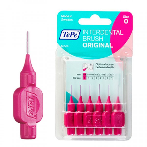 TePe Interdental Toothbrushes - Size 0 Pink (6 brushes per pack)