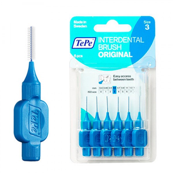 TePe Interdental Toothbrushes - Size 3 Blue (6 brushes per pack)