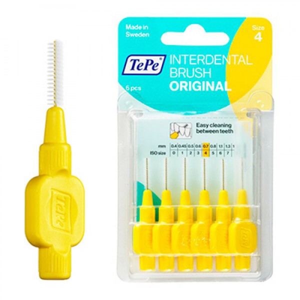 TePe Interdental Toothbrushes - Size 4 Yellow (6 brushes per pack)