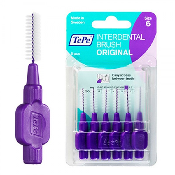 TePe Interdental Toothbrushes - Size 6 Purple (6 brushes per pack)