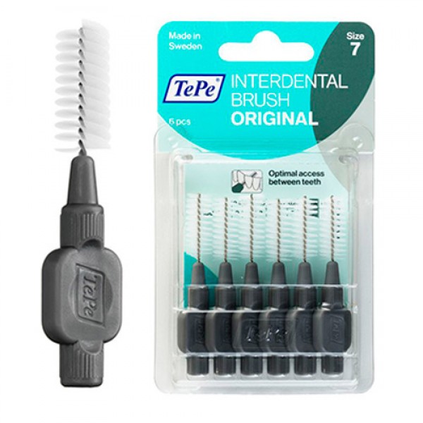 TePe Interdental Toothbrushes - Size 7 Grey (6 brushes per pack)