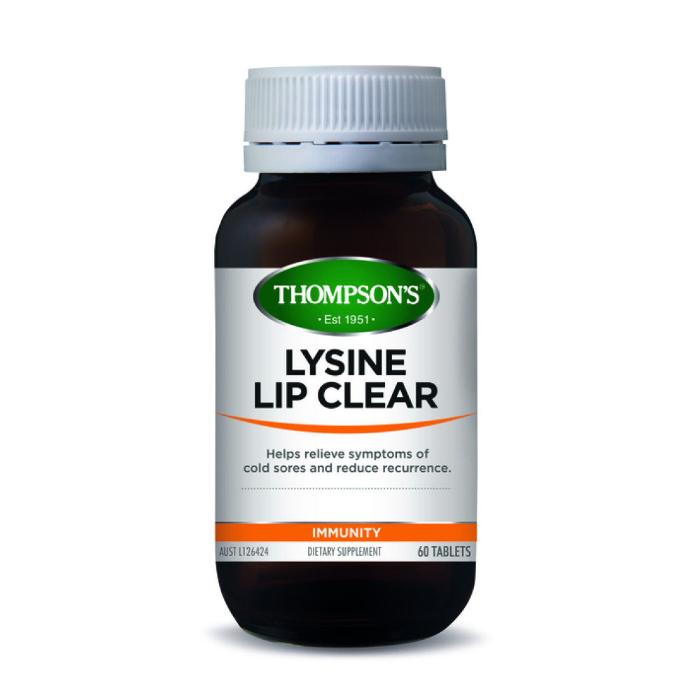 Thompson's Lysine Lip Clear 60 Tablets Birkenhead Health