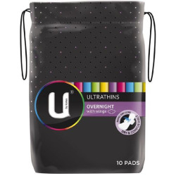 U By Kotex Ultrathins Pads Overnight Wings 10pk