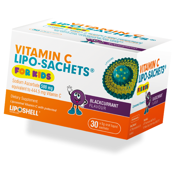 Vitamin C Lipo Sachets 30 Pk for Kids Blackcurrant Flavour