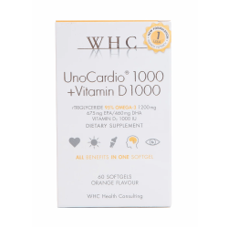 WHC UnoCardio 1000 Omega 3 + Vitamin D3 60 Softgels