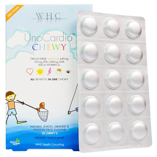 WHC UnoCardio Chewy 30 Softgels - Omega 3 + Vitamin D3 For Children